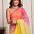 Yellow & pink shaded hand embellished chiffon saree