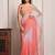 Peach & green shaded sequins work chiffon saree