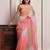 Peach & green shaded sequins work chiffon saree