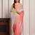 Peach & green shaded sequins work chiffon saree