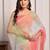 Peach & green shaded sequins work chiffon saree