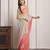 Peach & green shaded sequins work chiffon saree