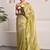Chartreuse green tissue saree with unstitched blouse piece