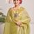 Chartreuse green tissue saree with unstitched blouse piece