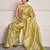 Chartreuse green tissue saree with unstitched blouse piece