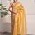 Mustard yellow tissue saree with unstitched blouse piece