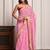 Pink bandhani print georgette saree with zari border