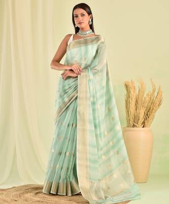 Blue banarasi kota doria saree 1