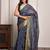 Navy blue georgette saree with bandhani print and zari border