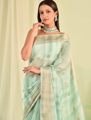 Blue banarasi kota doria saree 3