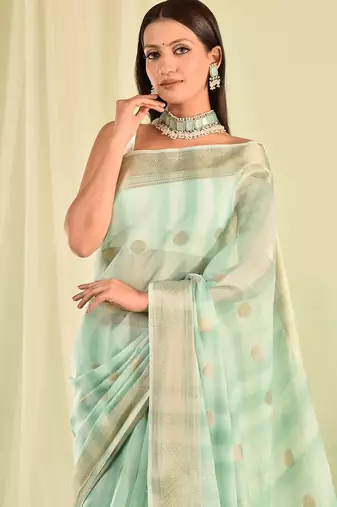 Blue banarasi kota doria saree