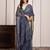 Navy blue georgette saree with bandhani print and zari border