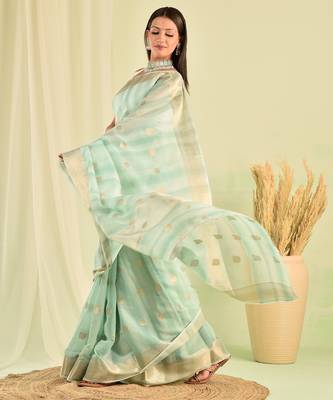 Blue banarasi kota doria saree 4