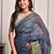 Navy blue georgette saree with bandhani print and zari border