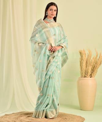 Blue banarasi kota doria saree 5