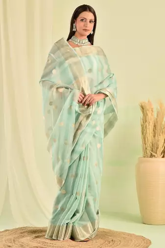 Blue banarasi kota doria saree