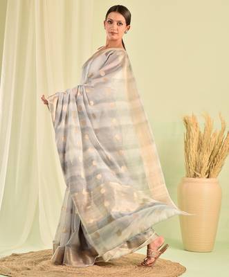 Grey banarasi kota doria saree 2