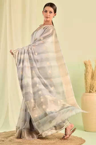 Grey banarasi kota doria saree