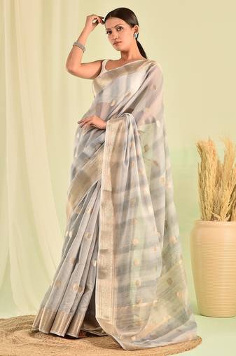 Grey banarasi kota doria saree