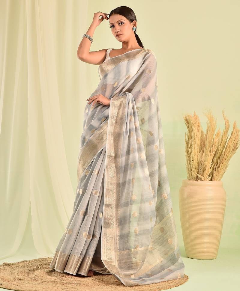 Grey banarasi kota doria saree