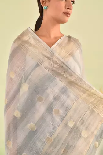 Grey banarasi kota doria saree