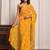 Yellow festive wear bandhani georgette saree