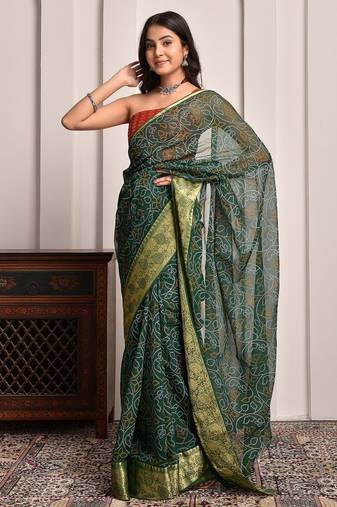 Green elegant bandhani georgette saree