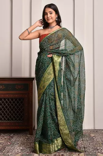 Green elegant bandhani georgette saree