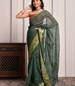 Green elegant bandhani georgette saree