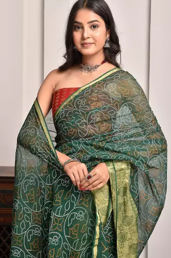 Green elegant bandhani georgette saree