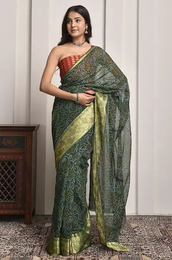 Green elegant bandhani georgette saree