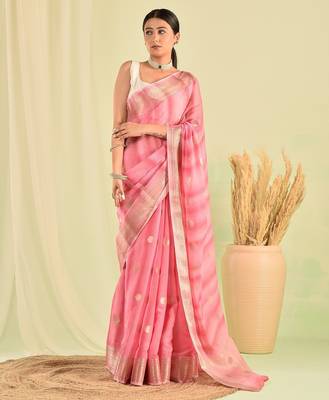 Pink banarasi kota doria saree 1
