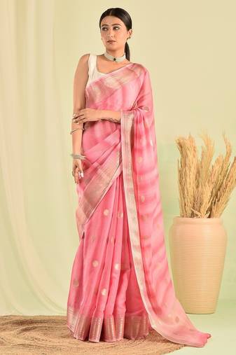 Pink banarasi kota doria saree