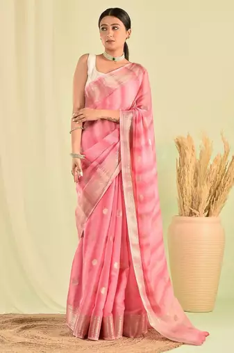 Pink banarasi kota doria saree