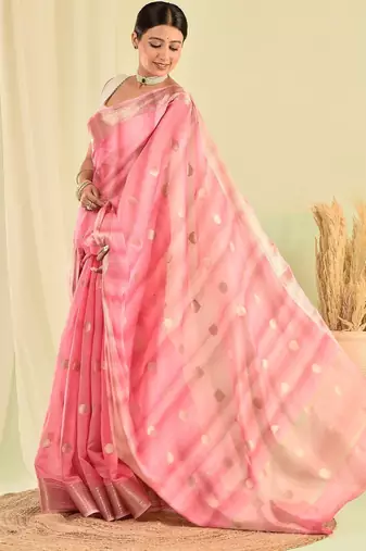 Pink banarasi kota doria saree
