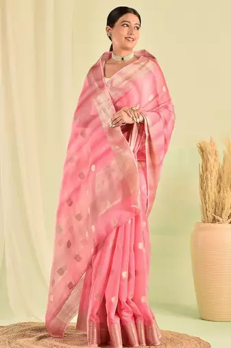 Pink banarasi kota doria saree