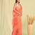 Peach hand block printed kota doria saree