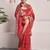 Red banarasi tissue saree with zari border and booties