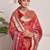 Red banarasi tissue saree with zari border and booties