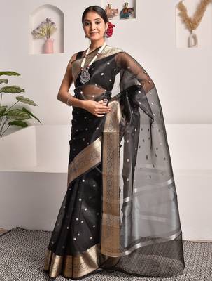 Black elegant banarasi tissue saree 2