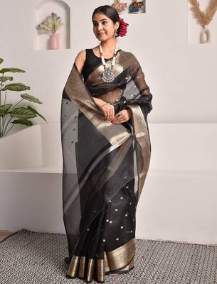 Black elegant banarasi tissue saree 3