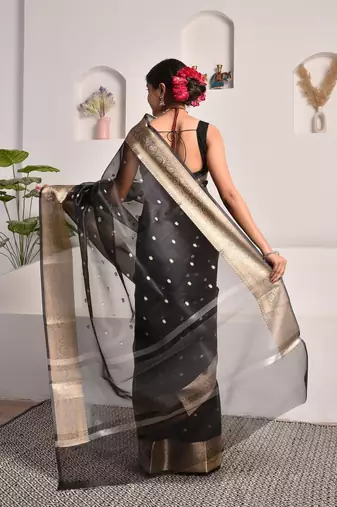 Black elegant banarasi tissue saree