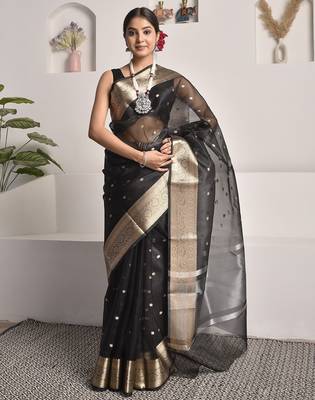 Black elegant banarasi tissue saree 1