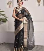 Black elegant banarasi tissue saree