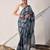Grey hand block printed pure cotton saree