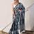 Grey hand block printed pure cotton saree