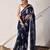 Blue hand block printed pure cotton saree