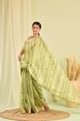 Green banarasi kota doria saree 1