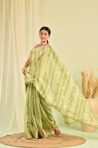 Green banarasi kota doria saree