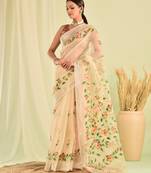 Beige hand painted kota doria saree